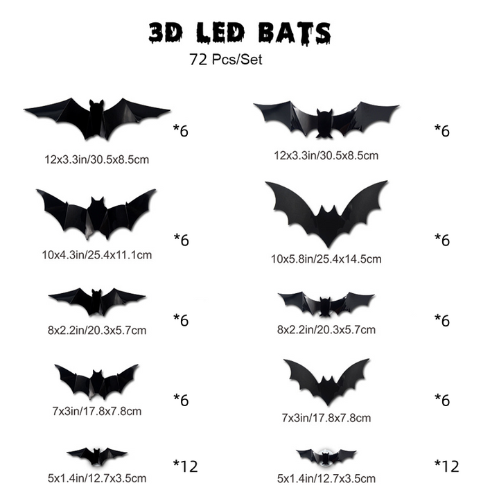 3D Fledermaus LED Wanddekoration — Machen Sie Ihr Zuhause zur gruseligsten Halloween-Bühne mit lebensechten Flugillusionen!