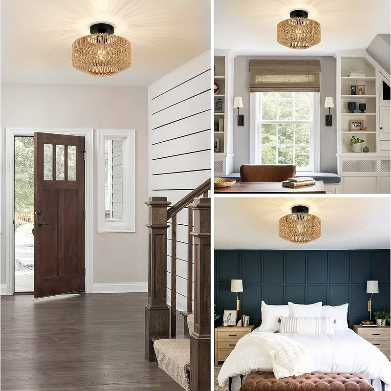 WovenCap Deckenleuchte - Boho Chic - Rustikale Eleganz - Moderne Vielseitigkeit
