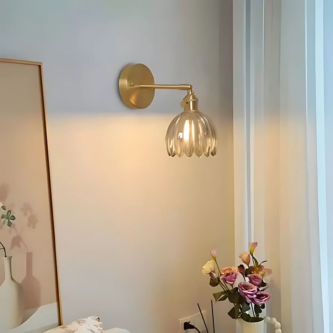 Vintage Glas Wandlampen Blumen Design