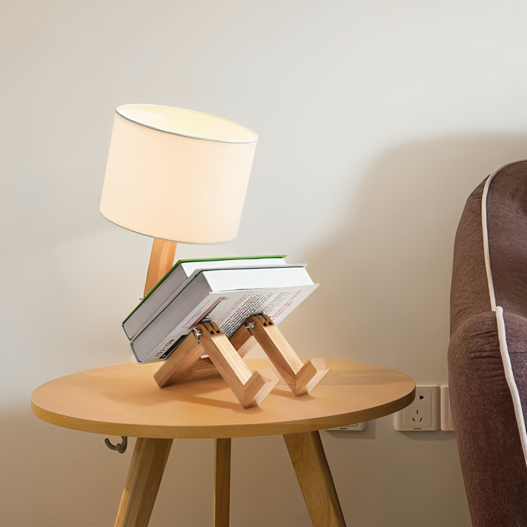 NordicLight – Skandinavische Tischlampe mit integriertem Bücherregal