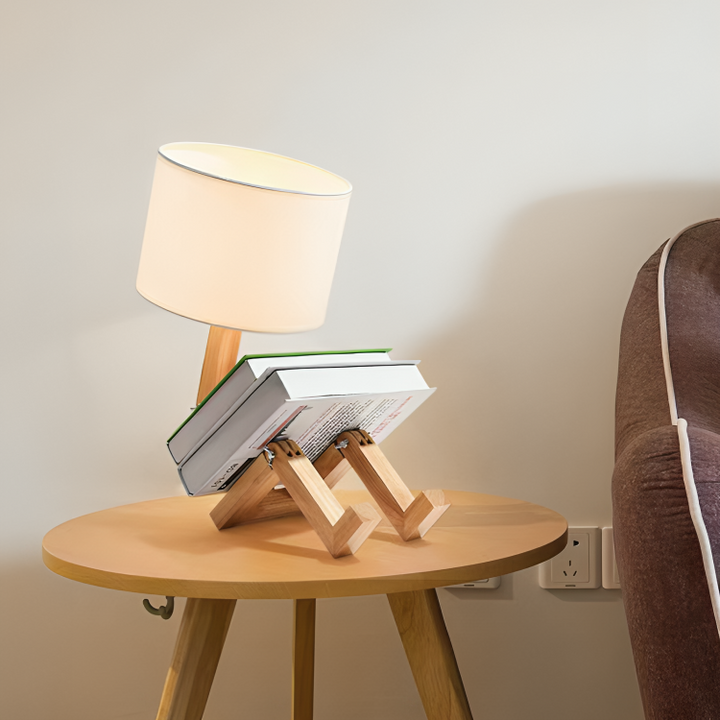 NordicLight – Skandinavische Tischlampe mit integriertem Bücherregal