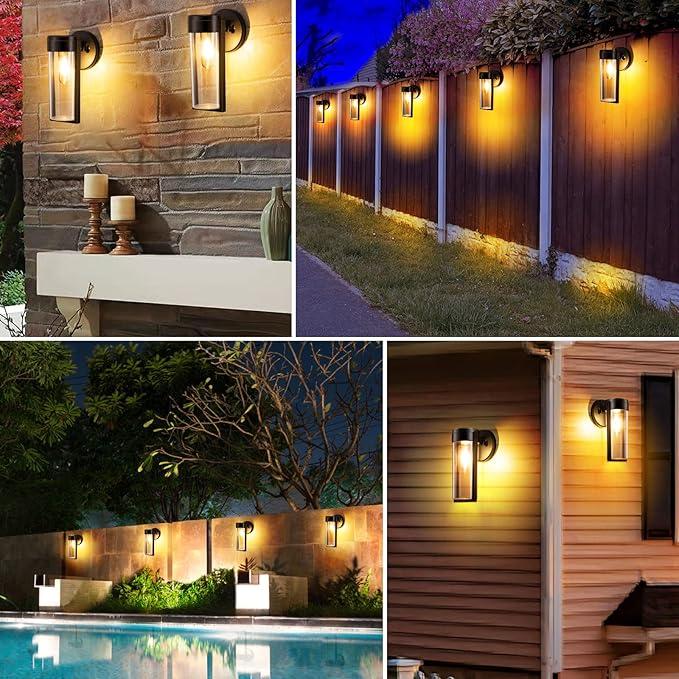 Solar-Wandleuchten Solarbetriebene Decklichter, Automatisch Ein/Aus Wasserdichte Solar-Außenlichter Wandmontierte Solarschmucklichter für Wandzaun Patio Pfosten Garten Veranda