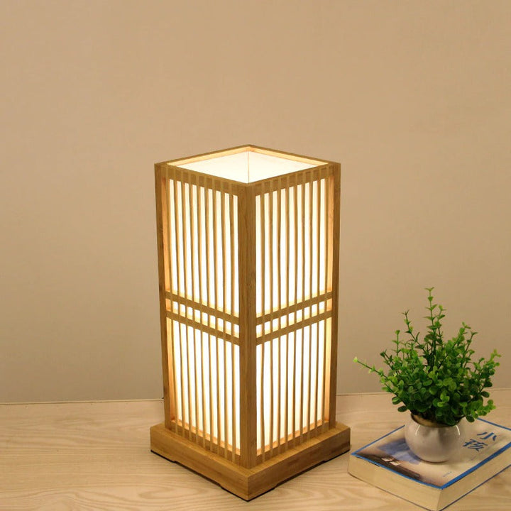 Tatami Japanische Nachttischlampe mit Holz-Bambusschirm