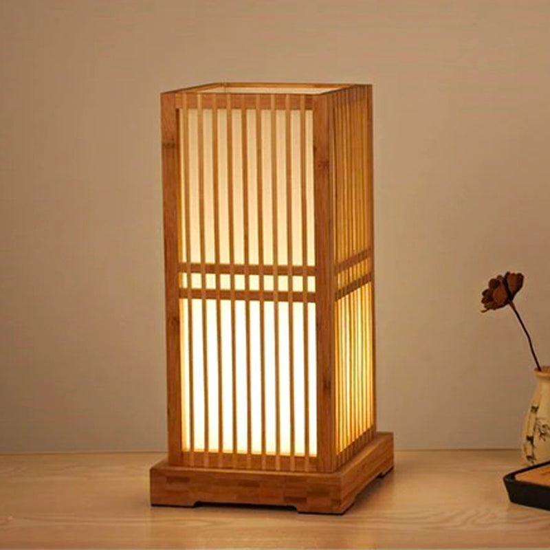 Tatami Japanische Nachttischlampe mit Holz-Bambusschirm