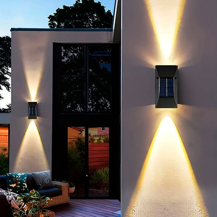 LED-Solarzellen-Wandlicht (Up-Downlight), 2 Stück. Schwarz