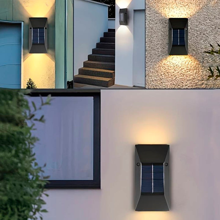 LED-Solarzellen-Wandlicht (Up-Downlight), 2 Stück. Schwarz