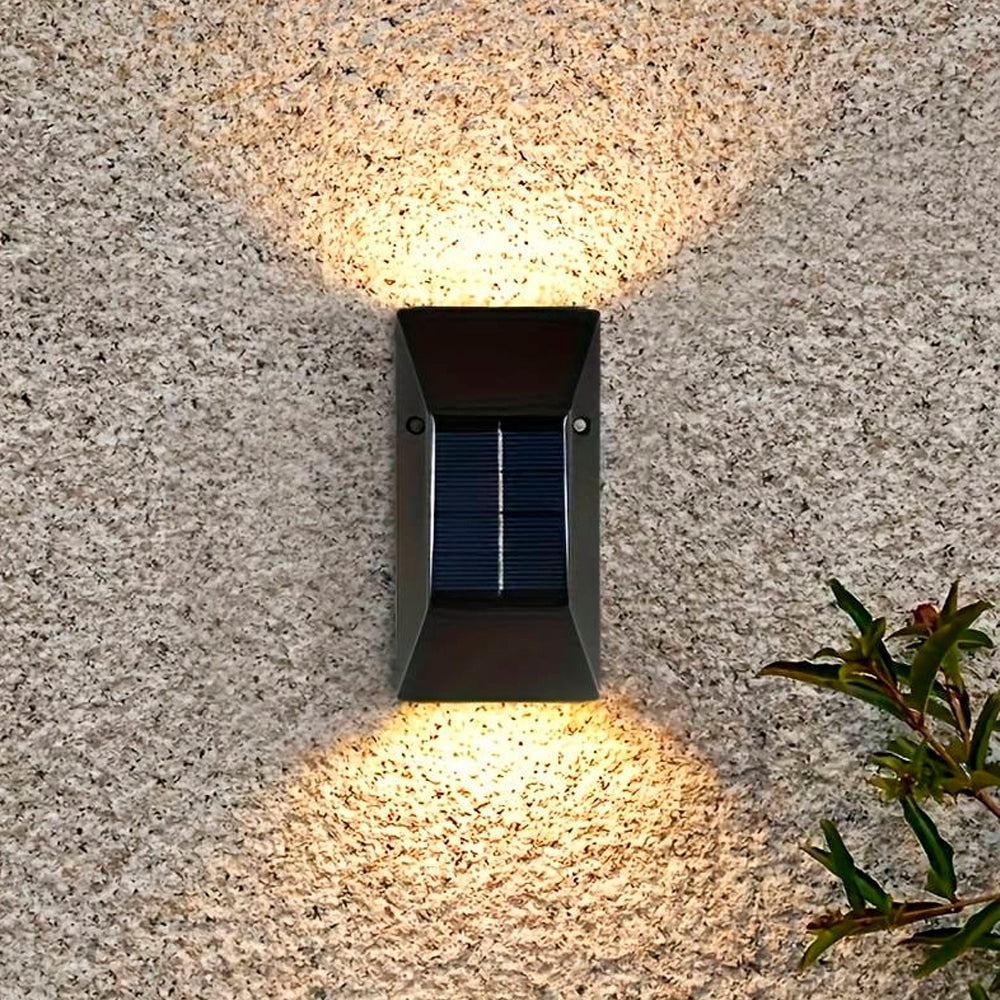 LED-Solarzellen-Wandlicht (Up-Downlight), 2 Stück. Schwarz