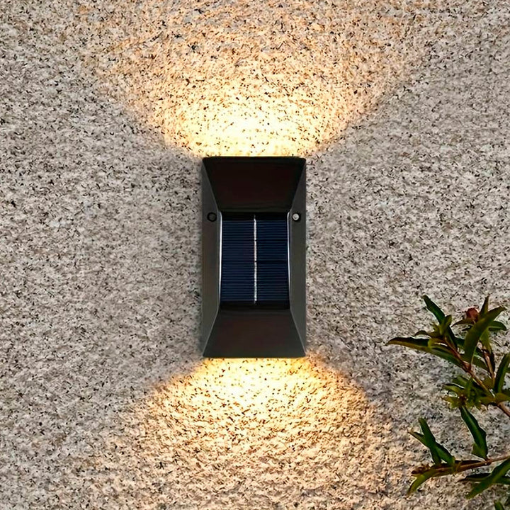 LED-Solarzellen-Wandlicht (Up-Downlight), 2 Stück. Schwarz