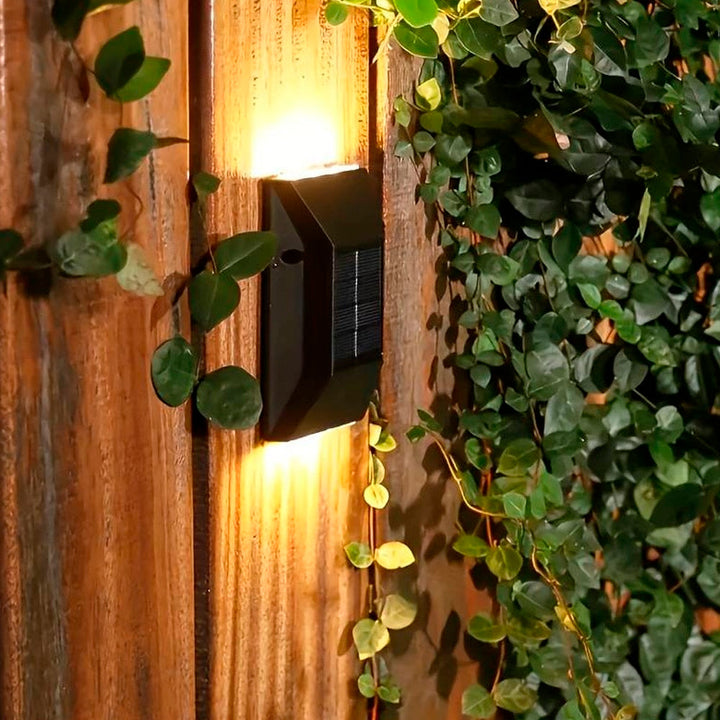 LED-Solarzellen-Wandlicht (Up-Downlight), 2 Stück. Schwarz