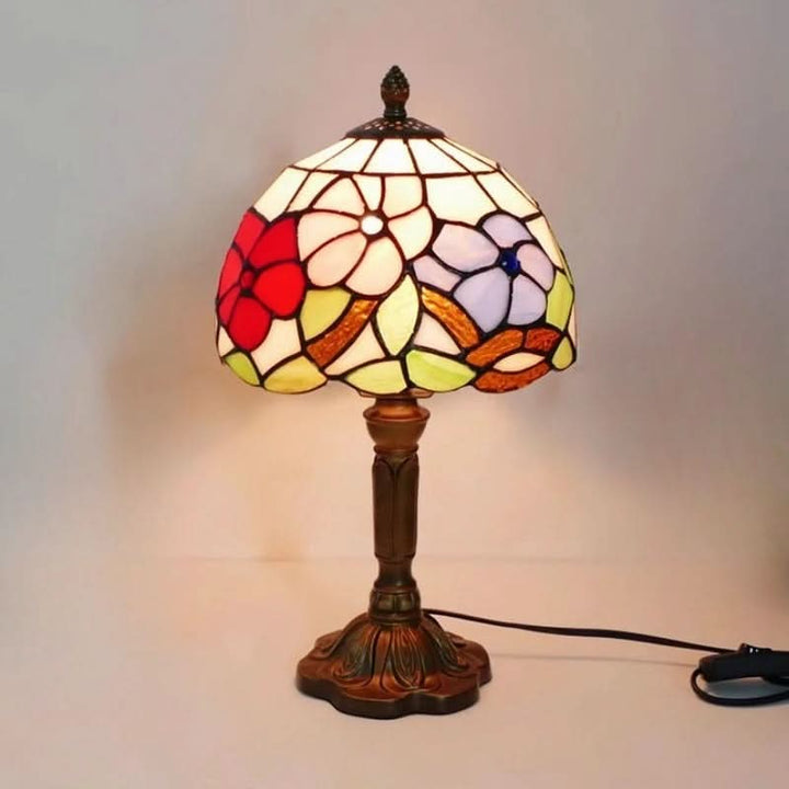 Retro-Barock-Tischleuchte aus Tiffany-Glas mit LED-Beleuchtung, E27