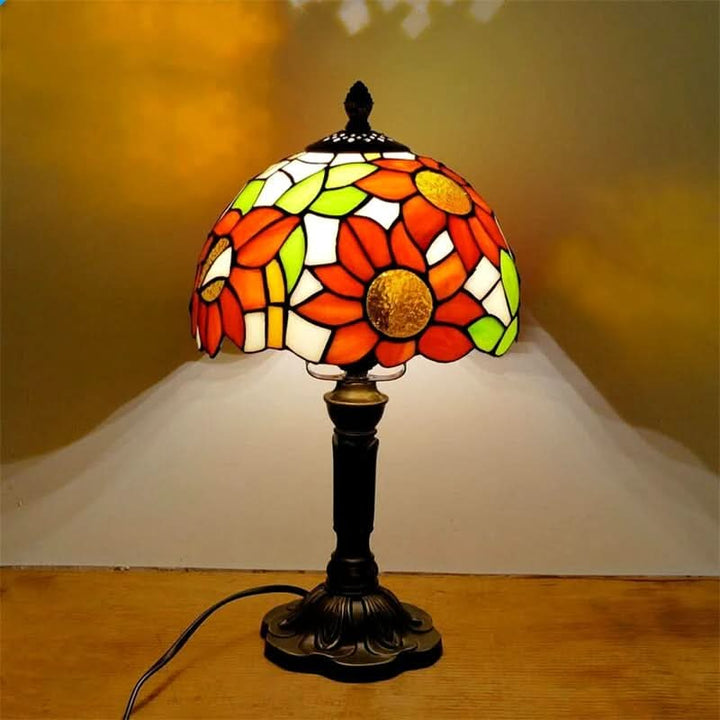 Retro-Barock-Tischleuchte aus Tiffany-Glas mit LED-Beleuchtung, E27