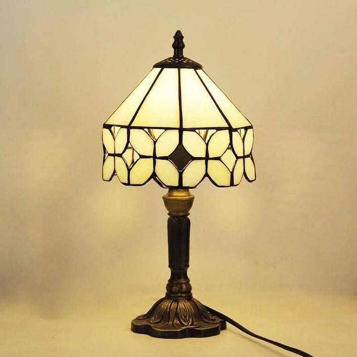 Retro-Barock-Tischleuchte aus Tiffany-Glas mit LED-Beleuchtung, E27