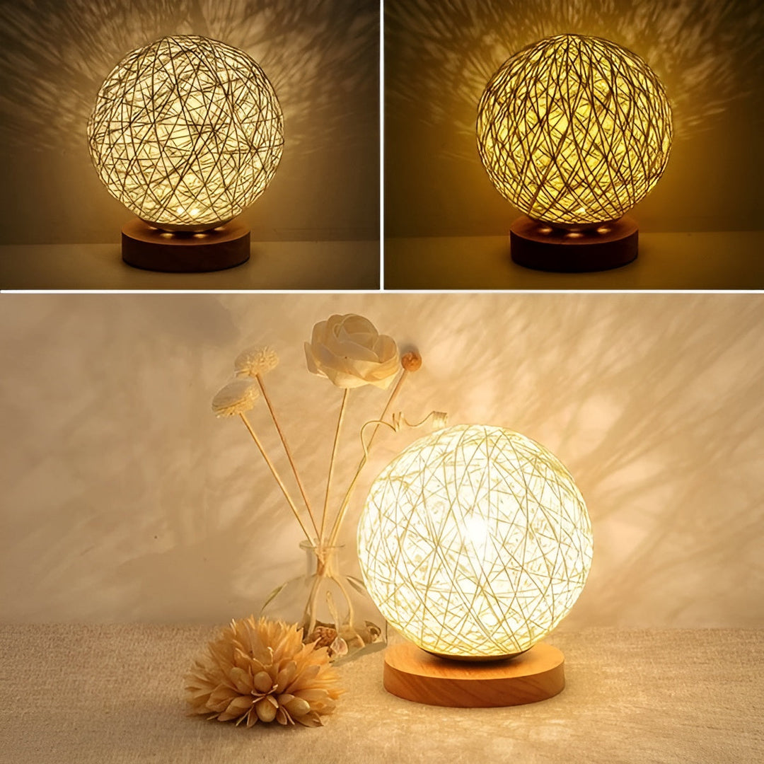 TwineGlow Licht - Moderne USB aufladbare Rattan Tischlampe