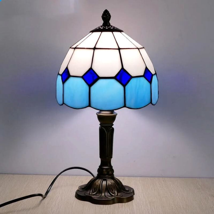 Retro-Barock-Tischleuchte aus Tiffany-Glas mit LED-Beleuchtung, E27