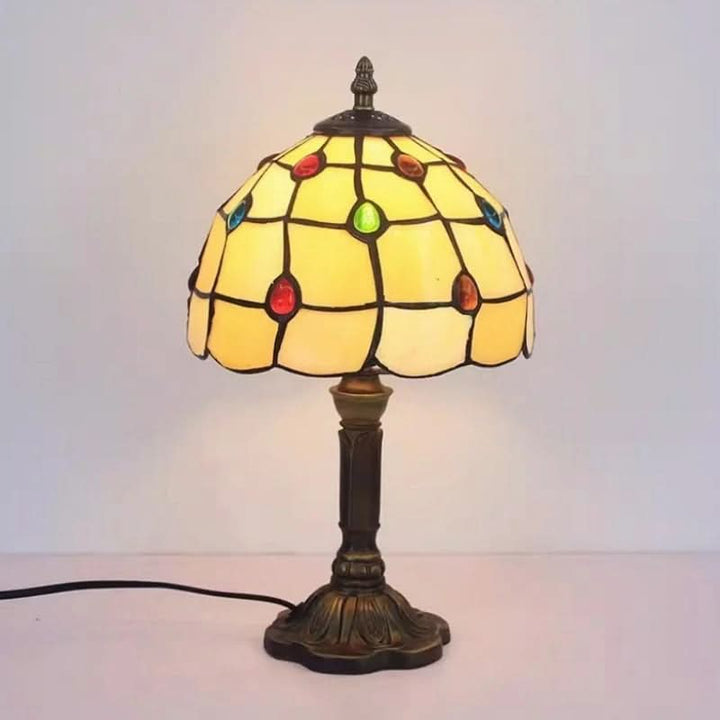 Retro-Barock-Tischleuchte aus Tiffany-Glas mit LED-Beleuchtung, E27