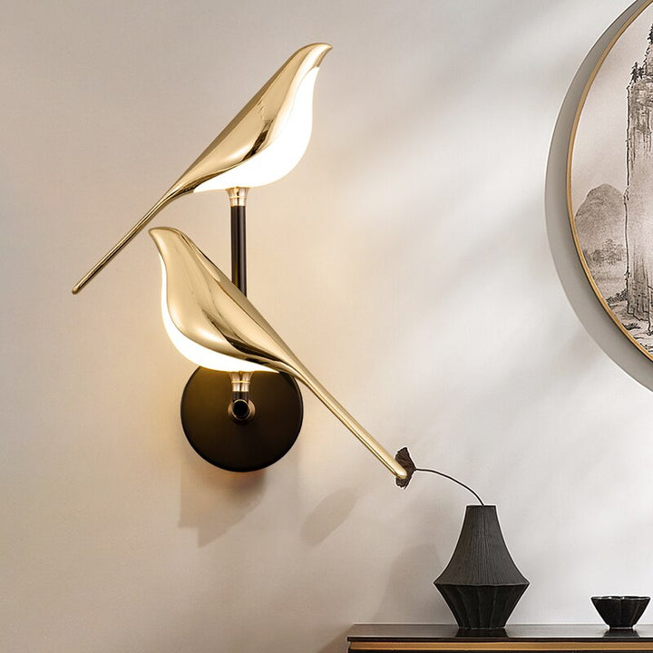 Moderne Vogel Wandlampe Gold - Minimalistische Wandbeleuchtung für dekorative Beleuchtung