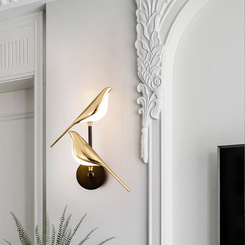 Moderne Vogel Wandlampe Gold - Minimalistische Wandleuchte für Dekorative Beleuchtung