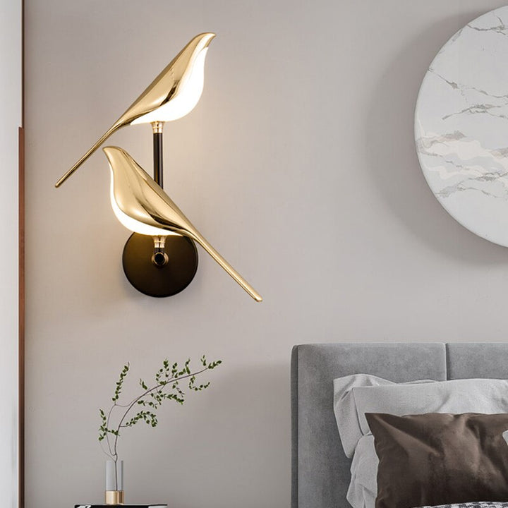 Moderne Vogel Wandlampe Gold - Minimalistische Wandbeleuchtung für dekorative Beleuchtung