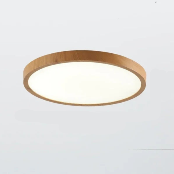 Moderne Kreisförmige Deckenleuchte mit einstellbarem LED-Licht in warmer Walnussfarbe für Wohnzimmer und Schlafzimmer