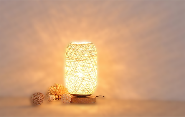 Tischlampe aus Rattanholz