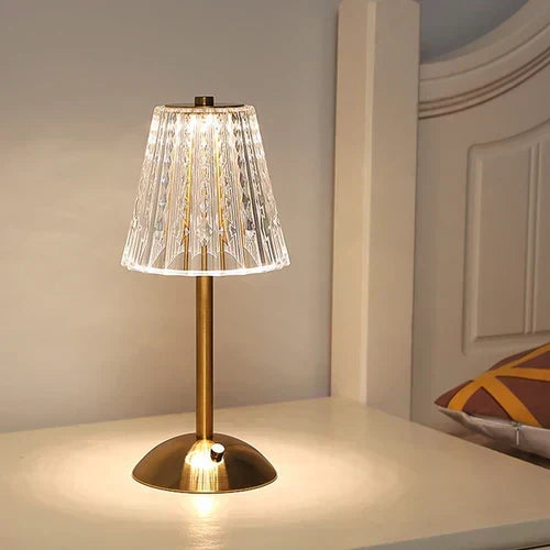 AuraLux – Luxuriöse goldene Kristall-Tae-Lampe mit Touch-Steuerung und Dimmae-LED-Beleuchtung