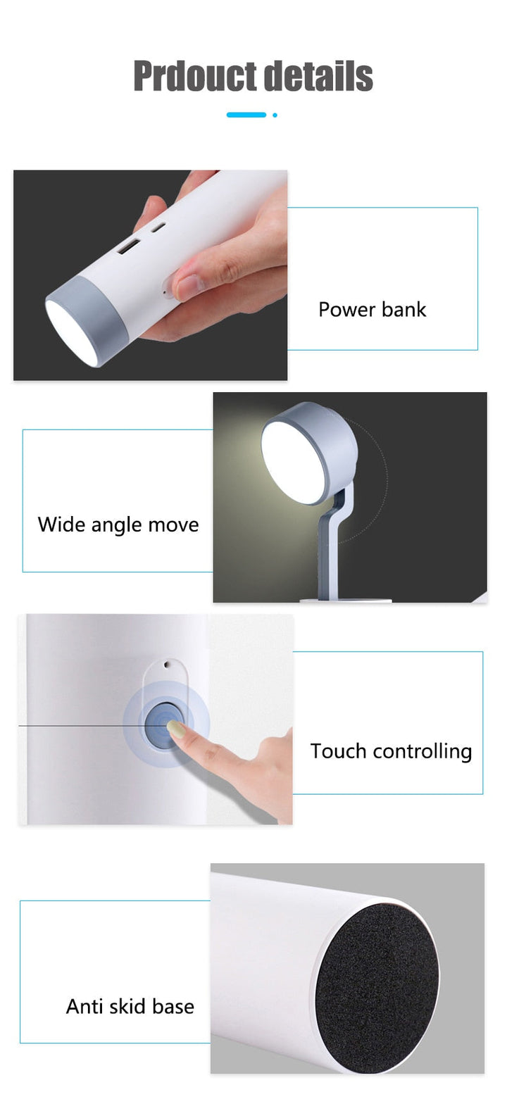 LED Mini Rechargeable Power Bank Schreibtischlampe