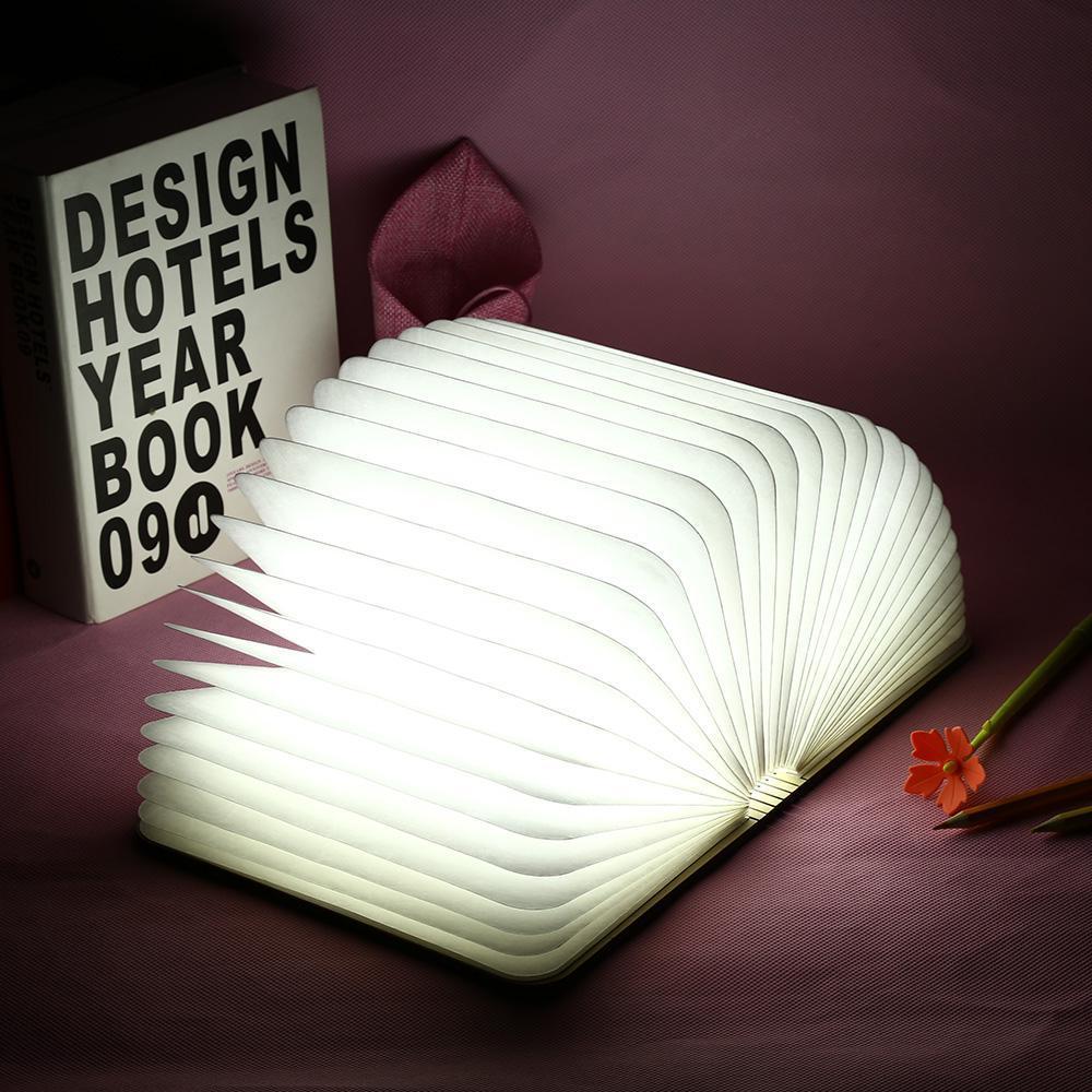 LED Faltbare 360 Holz Buch Nachtlampe Schreibtischlampe USB wiederaufladbar