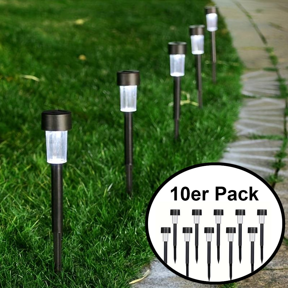 LED-Solarzellenlampen auf Spitzen - Schwarz 10 Stück.