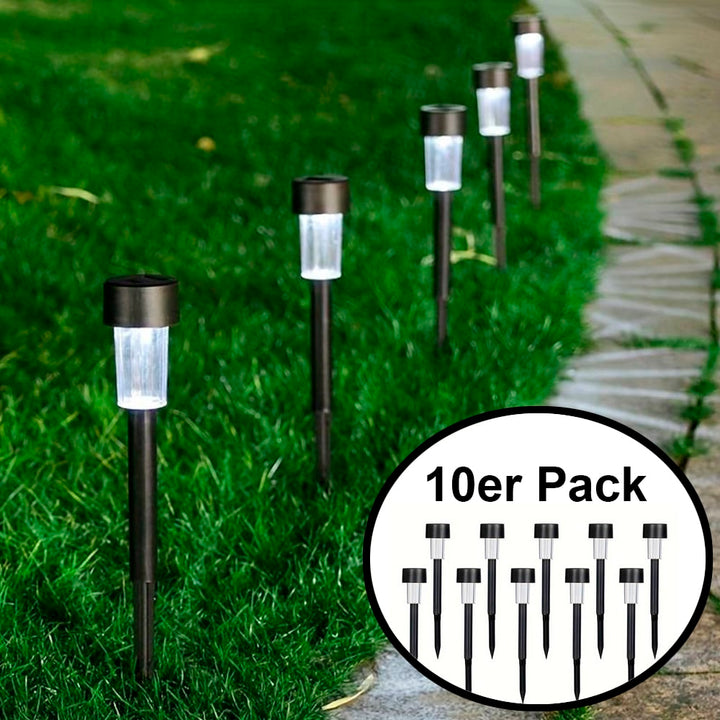 LED-Solarzellenlampen auf Spitzen - Schwarz 10 Stück.
