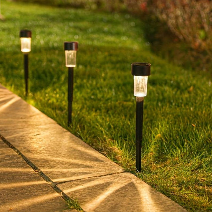 LED-Solarzellenlampen auf Spitzen - Schwarz 10 Stück.